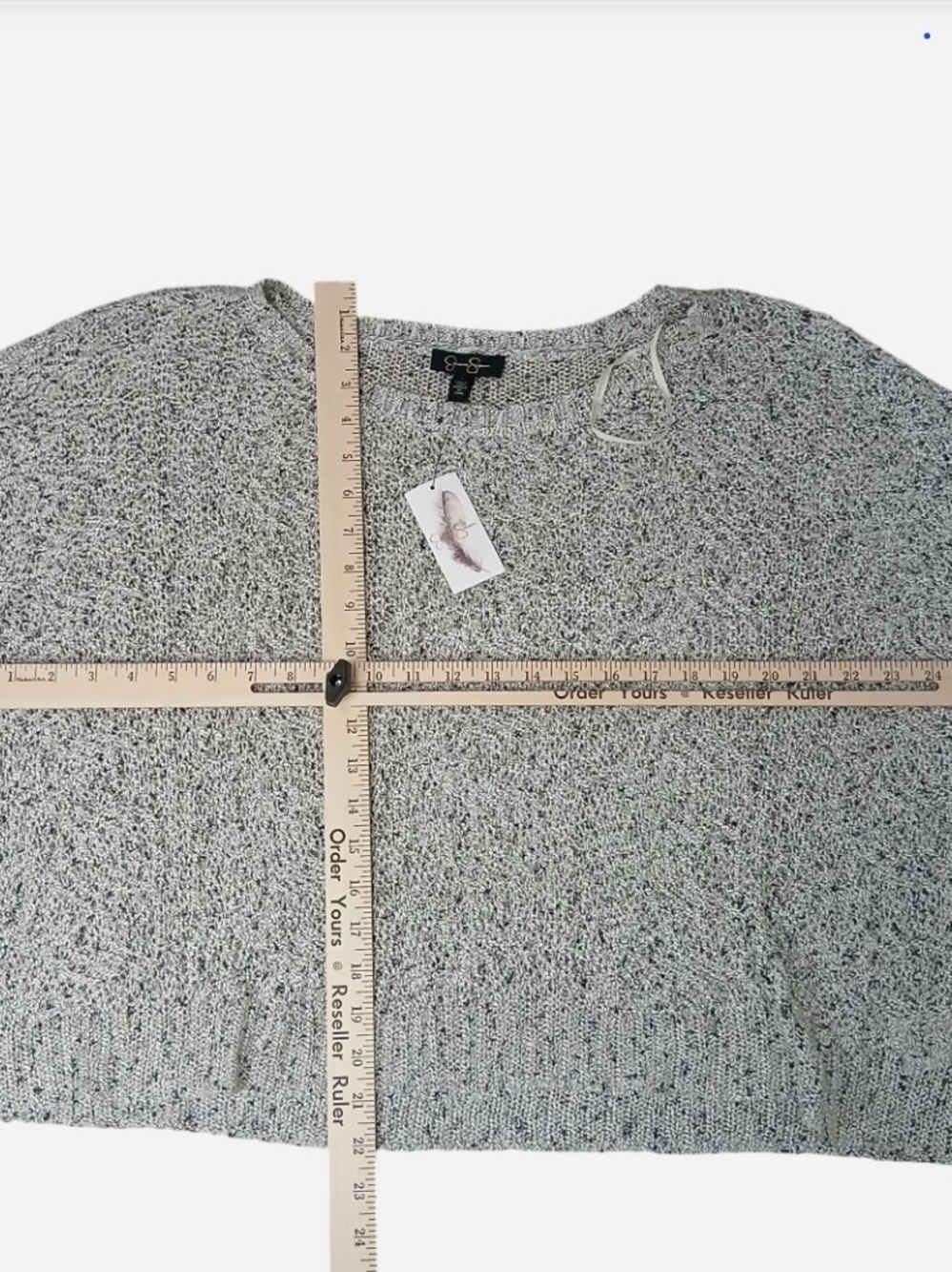 Jessica Simpson Gray Marled Open-Knit Sweater - Picture 5 of 6